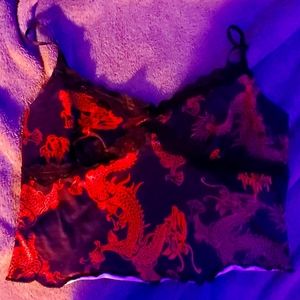 Black tank top with red dragons